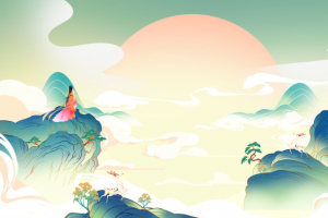 国潮手绘插画背景