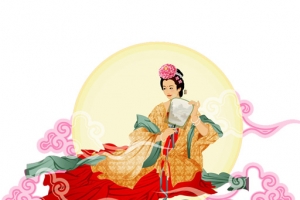 中秋节人物美女月亮中国风