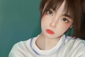 长辫子可爱女生 好看人物绘画4k电脑壁纸