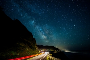 银河 道路 灯 路4K风景图片