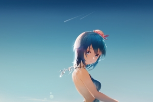 大海 少女 裙子唯美艺术 手机壁纸