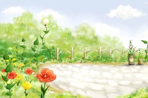 卡通手绘浪漫花园背景