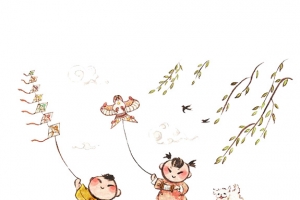 放飞风筝的孩子们