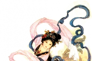 中国画跳舞的女人中秋素材