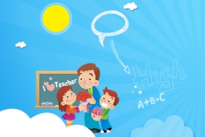 简约蓝色卡通春季开学季促销banner
