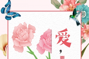 粉色浪漫母亲节海报康乃馨