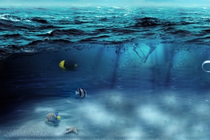 海底世界大气蓝色背景手表