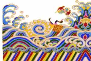 彩色浪花刺绣花纹印章