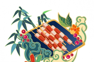 国潮风中国新疆传统美食羊肉串元图片