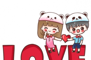 卡通love图标情侣图标