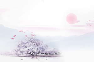 清新水墨三生三世十里桃花海报背景psd