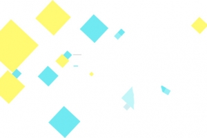 黄蓝色方块漂浮装饰