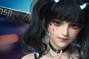 个性女孩 绿色眼睛 双马尾动漫少女4k壁纸