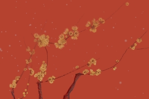 华为matext非凡大师 树 金色花朵 红色背景 2232x2232壁纸