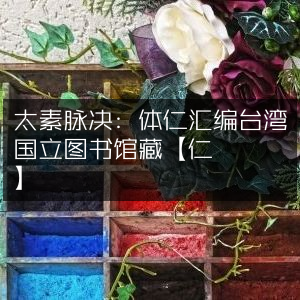太素脉决与体仁汇编，古典文集，藏于台湾国立图书馆【體仁彙編】