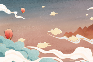国潮插画山水祥云