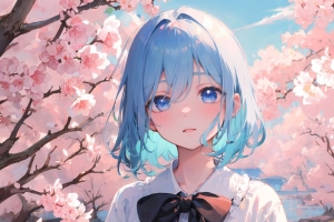 女孩 弓 樱花 春天 动漫 4k壁纸 3840x2160