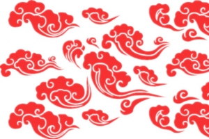 国潮红色祥云古典
