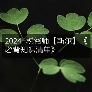2024年税务师《必背知识清单》-斯尔教育权威推荐