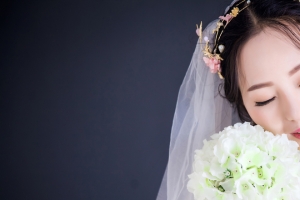 唯美新娘 婚纱照 鲜花3440x1440带鱼屏壁纸高清