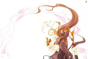 橙色蝴蝶花仙子古风手绘