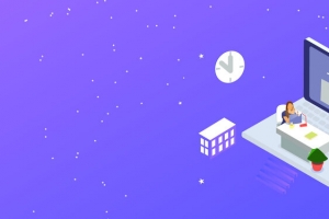 25D商务工作蓝色banner