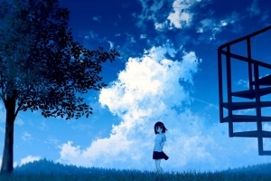 动漫 女孩 天空 云 4k壁纸 3840x2160