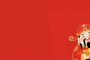 财神爷红色背景4K电脑高清壁纸3840x2160免费下载