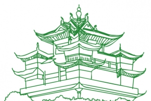 杭州标志性建筑线稿