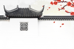古风飞檐手绘梅花元素