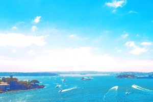 蓝天白云悉尼歌剧院背景