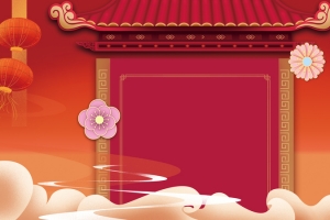 手绘创意灯笼云朵背景图