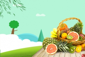水果卡通蓝色banner