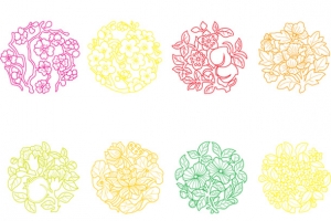 花卉雕刻矢量素材