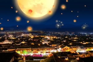 中秋节城市夜景背景