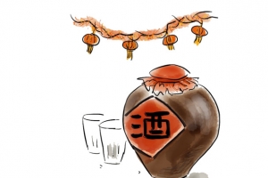 插画酒坛素材