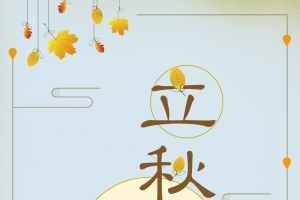简约手绘插画立秋节气海报背景