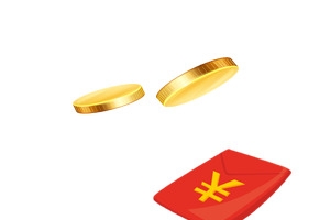 金币红包卡通矢量图