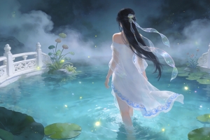 瑶池唯美白衣仙子背影荷花4k高清动漫壁纸3840x2160免费下载