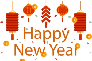 灯笼鞭炮背景新年卡