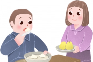 手绘惊蛰吃梨