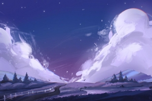 3840x2160 路径 云 风景 艺术 紫色壁纸 背景