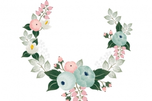 手绘画风花朵边框花环