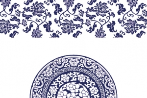 矢量中国风青花瓷花纹