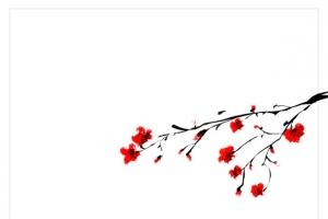 小寒梅花树枝装饰元素图
