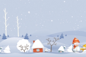卡通雪人童趣文艺紫色背景