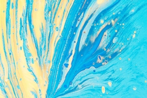 污渍 斑点 油漆 抽象 蓝色 黄色 4k壁纸 3840x2160