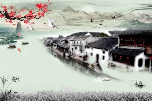 山水墨画海报素材