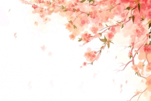 红色纸伞桃花