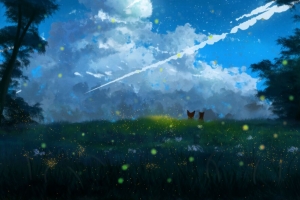 剪影 花 草 田野 云 艺术 4k壁纸 3840x2160